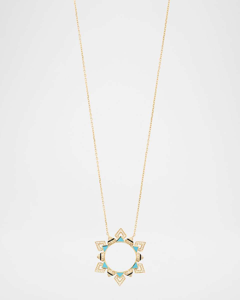 18K Yellow Gold Mosaic Necklace with HyCeram and Diamonds